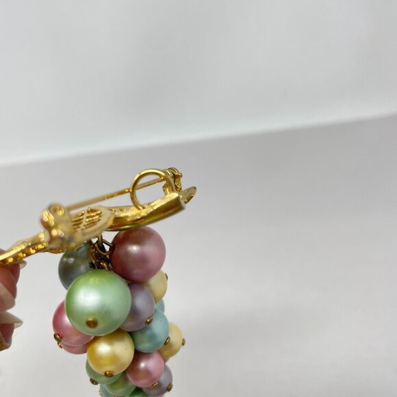 Vintage Pastel Grape Set Clip On‎ Earrings Convertible Brooch Necklace Pendant - Picture 10 of 12